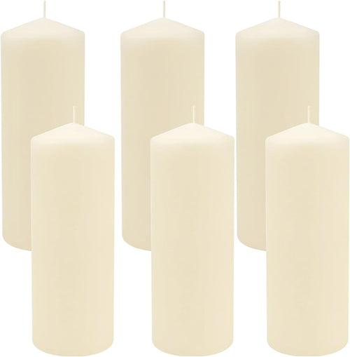 Stonebriar 80 Hour Long Burning Unscented Pillar Candles, 3x8, Ivory, 6 count