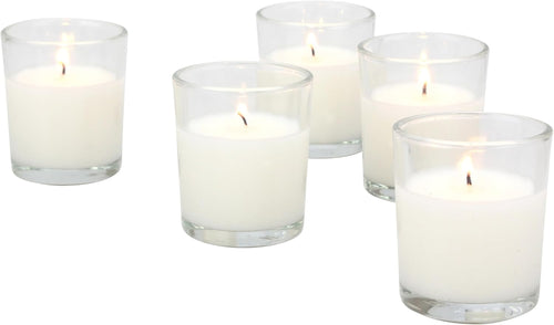Stonebriar Votive Candles — 12 Hour Burn Time, Unscented Long-Lasting Wax Filled Candles in Clear Glass for Home Décor & Special Occasions, Pack of 48, White