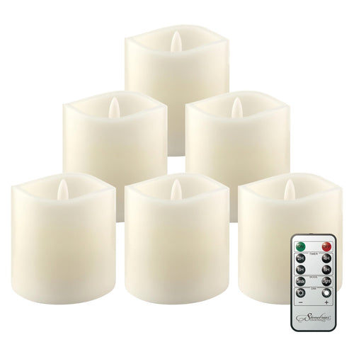 Stonebriar 6-pack ivory flameless LED pillar candles, 3 by 3 inch, with remote and timer