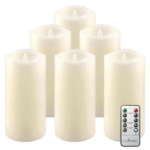 Stonebriar 6-pack ivory flameless LED pillar candles, 3 by 6 inch, with remote and timer