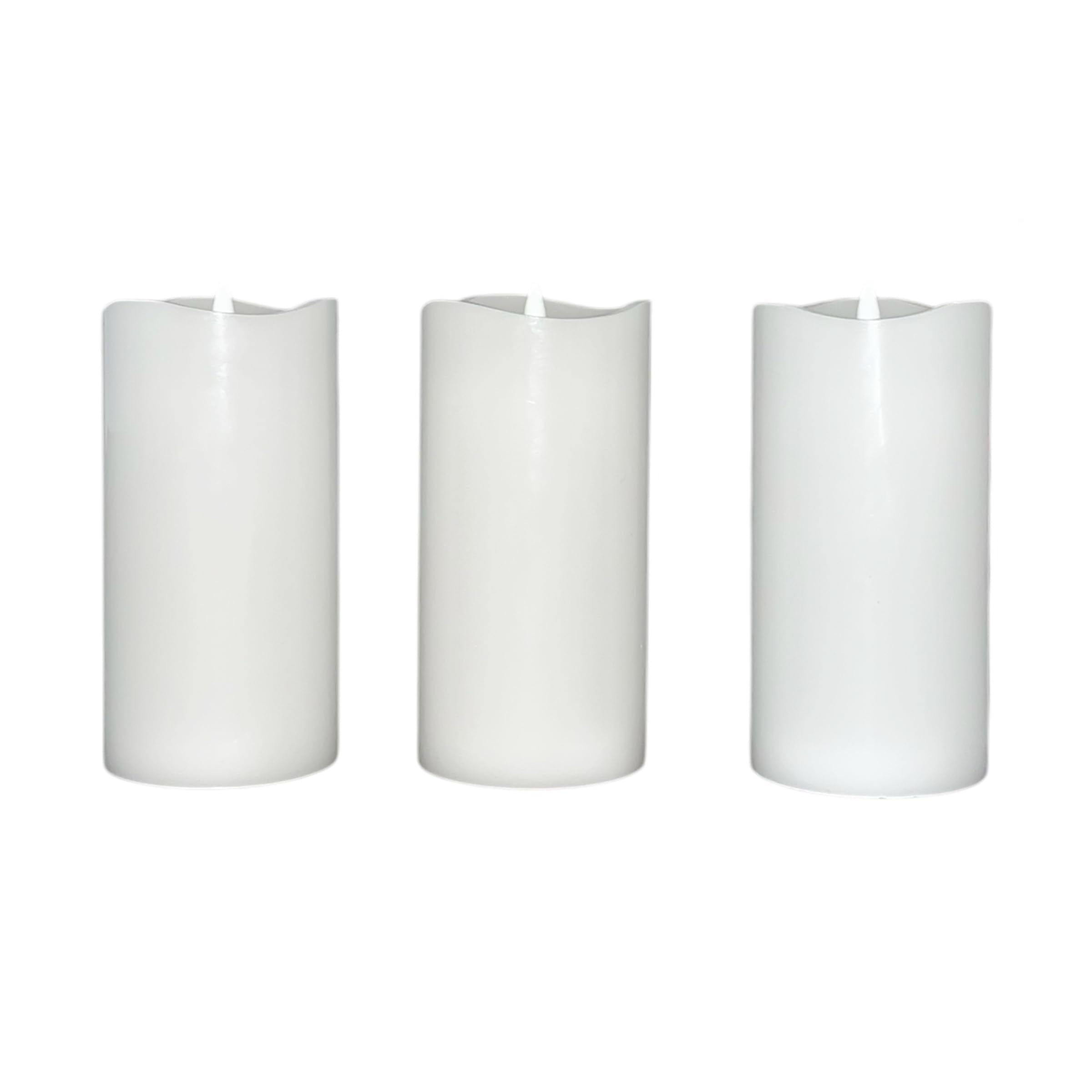Stonebriar 3-pack white flameless LED pillar candles, 3 by 6 inch, with remote and timer