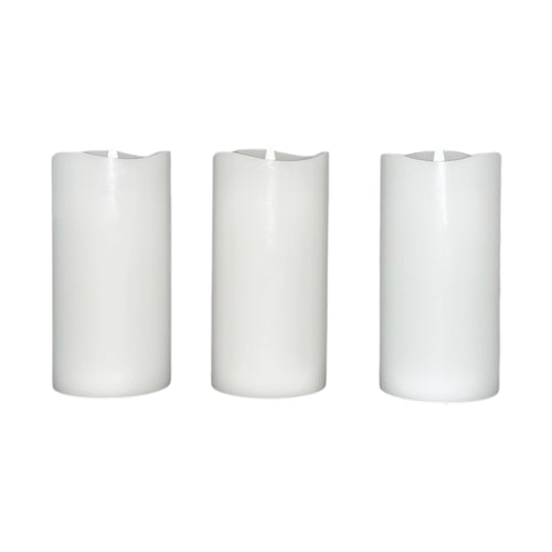 Stonebriar 3-pack white flameless LED pillar candles, 3 by 6 inch, with remote and timer