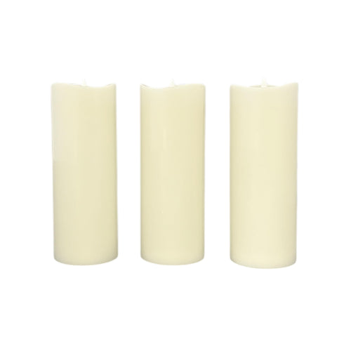 Stonebriar 3-pack ivory flameless LED pillar candles, 3 by 8 inch, with remote and timer