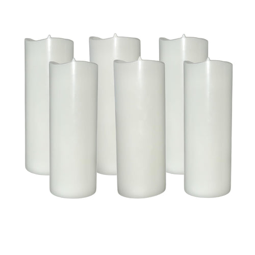 Stonebriar 6-pack white flameless LED pillar candles, 3 by 8 inch, with remote and timer