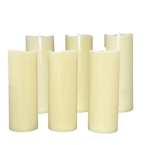 Stonebriar 6-pack ivory flameless LED pillar candles, 3 by 8 inch, with remote and timer