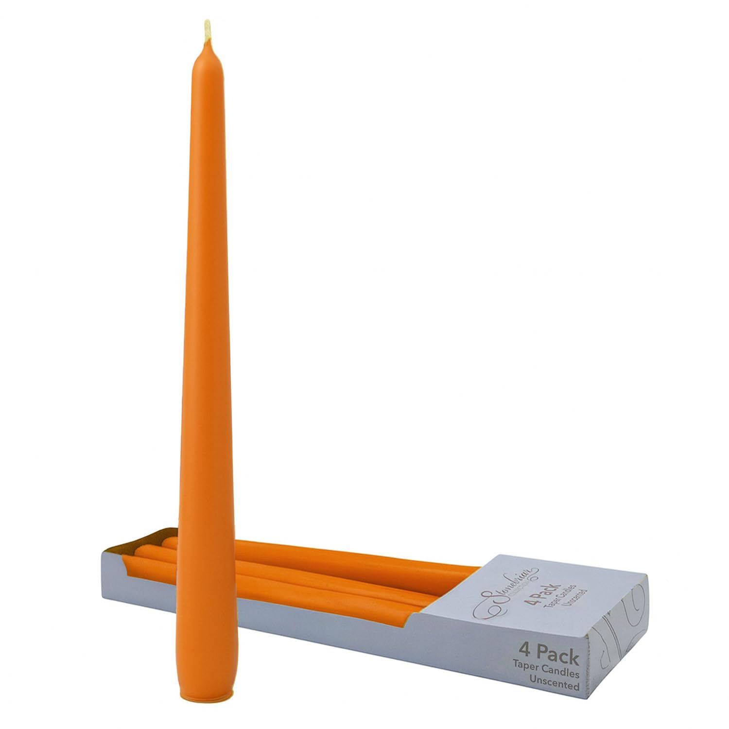 Stonebriar 4-pack orange unscented taper candles, 10 inch, 7 hour burn time