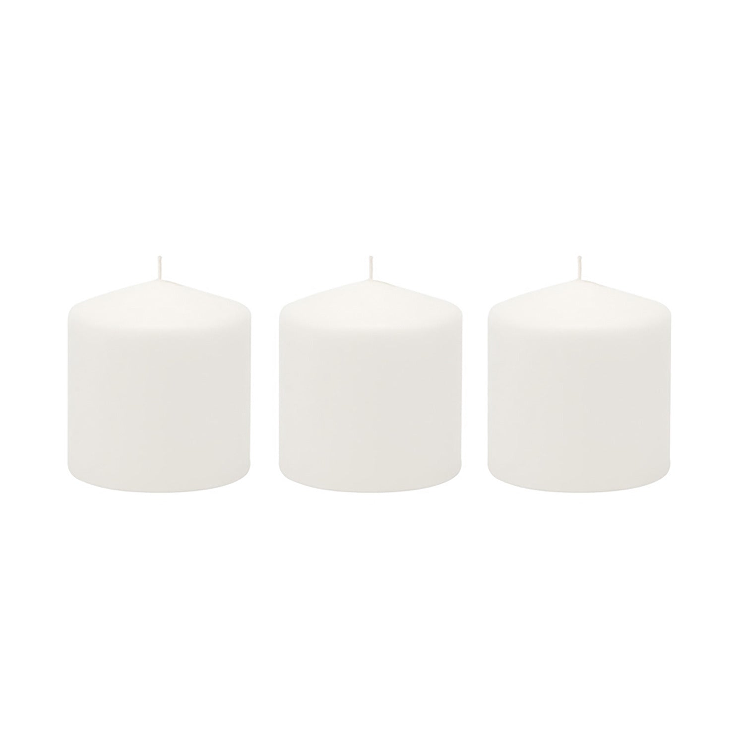 Stonebriar 3 Pack Tall 3 x 3 Inch 18 Hour Long Burning Unscented White Wax Pillar Candles
