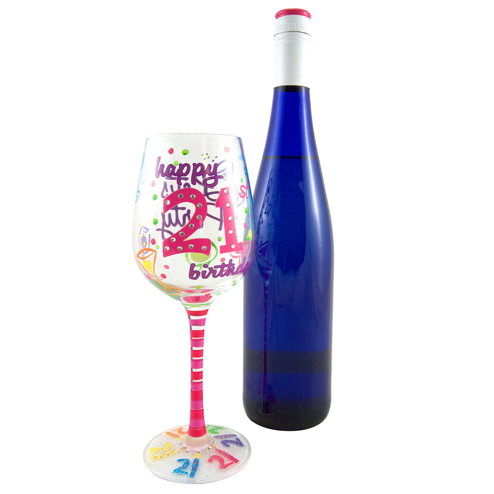 Unique Hand Painted 21st Birthday Wine Glass Topshelf Glasses
