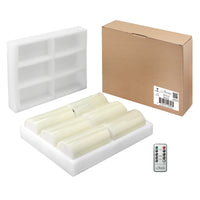 6 Pack Real Wax 3x6 Flameless LED Pillar Candles with Remote and Timer
