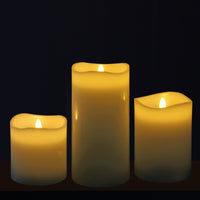 3-Pack Real Wax Assorted Size Flameless LED Pillar Candles with Remote and Timer
