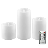 3-Pack Real Wax Assorted Size Flameless LED Pillar Candles with Remote and Timer