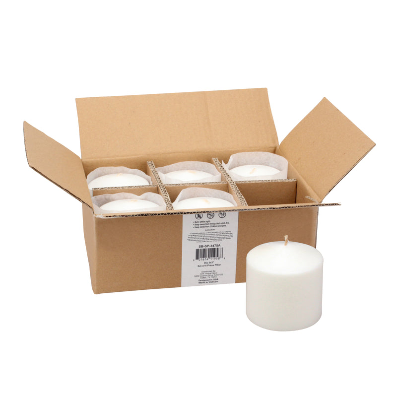 3x3 Unscented White Pillar Candles Bulk | Stonebriar Collection