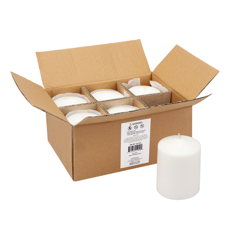 3x4 Unscented White Pillar Candles Bulk | Stonebriar Collection