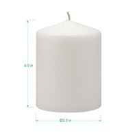 3x4 Unscented White Pillar Candles Bulk | Stonebriar Collection