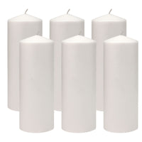 3x8 Unscented White Pillar Candles (Set of 6)