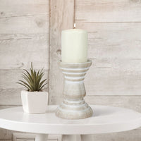 Medium White Beach House Pillar Candle Holder