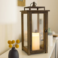 Extra Large Rustic Wood Lantern - 18 Inch Hurricane Candle Lantern