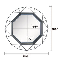 28 Inch Black Geometric Metal Frame Hanging Wall Mirror