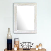 Rustic Rectangular Worn White Wood Frame Hanging Wall Mirror | Stonebriar Collection