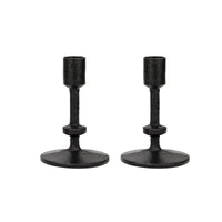 5" Black Cast Iron Metal Taper Candle Holder Set, Small