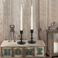 5" Black Cast Iron Metal Taper Candle Holder Set, Small