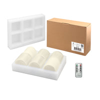 6 Pack Real Wax 3x3 Flameless LED Pillar Candles with Remote and Timer