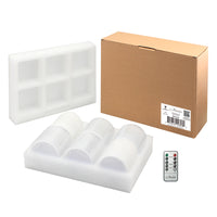 6 Pack Real Wax 3x4 Flameless LED Pillar Candles with Remote and Timer