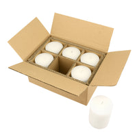 Unscented 3" x 4" 1-Wick White Pillar Candles, 6 Pack, White