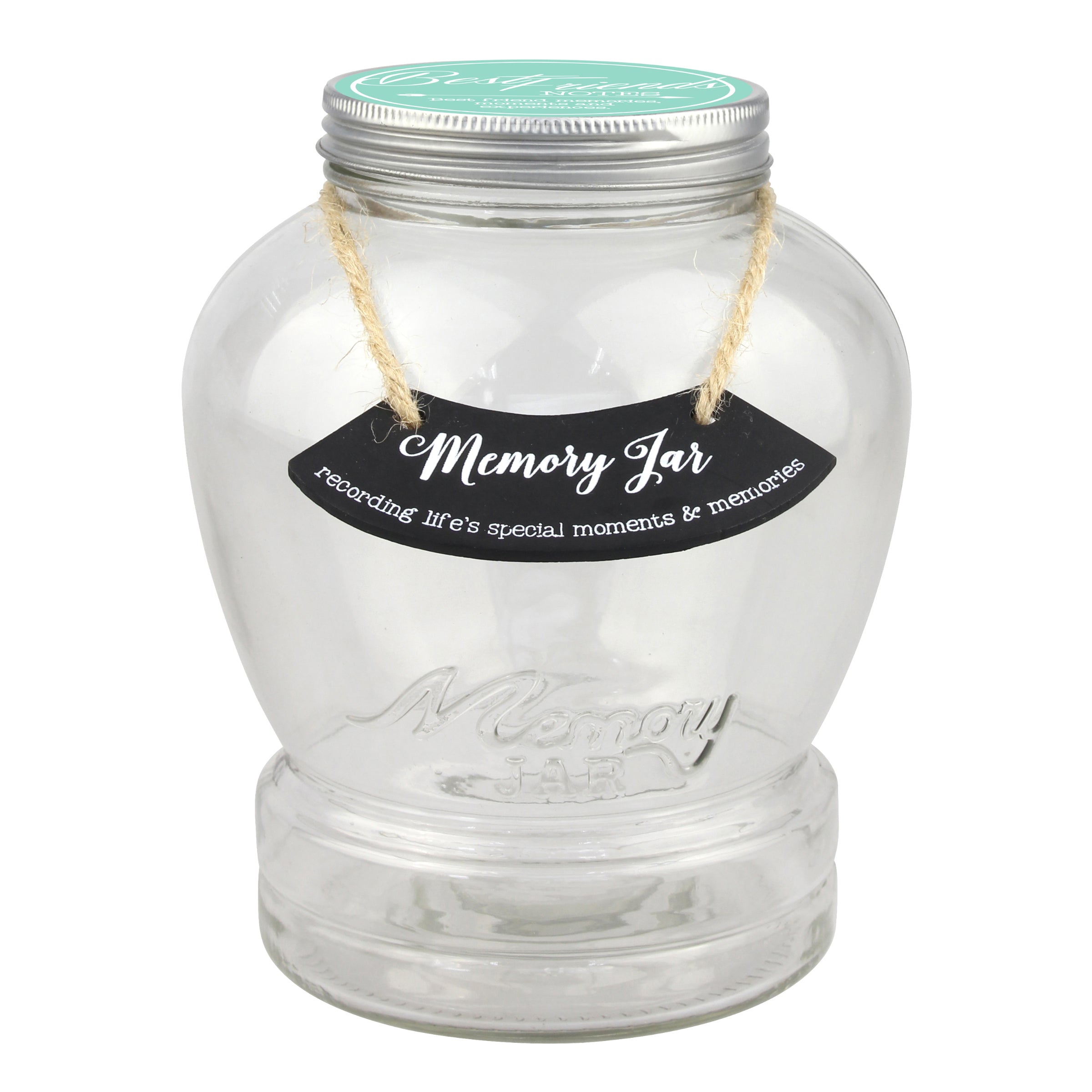 Top Shelf Best Friends Memory Jar With 180 Tickets, Pen, and Decorative Lid