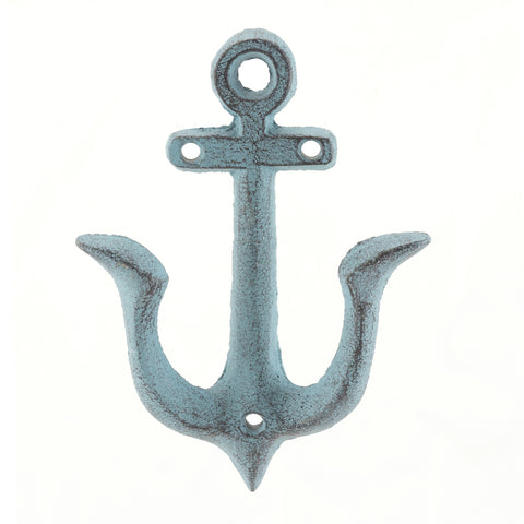 Worn Denim Blue Cast Iron Anchor Wall Hook | Stonebriar Collection