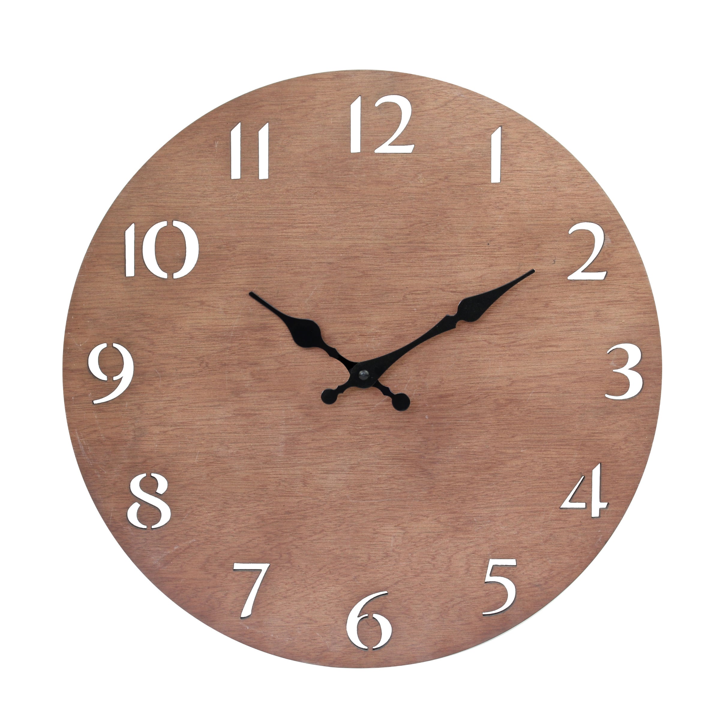 Brown Natural Wood Contemporary Wall Clock | Stonebriar Collection