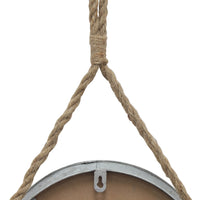 Rustic Round Galvanized Mirror with Rope Hanging Loop