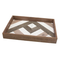 Geometric Wood Serving Tray with Handles | Rustic Home Decor | Stonebriar Collection