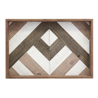 Geometric Wood Serving Tray with Handles | Rustic Home Decor | Stonebriar Collection
