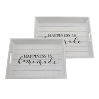 "Happiness is Homemade" White Wood Serving Trays | Stonebriar Collection