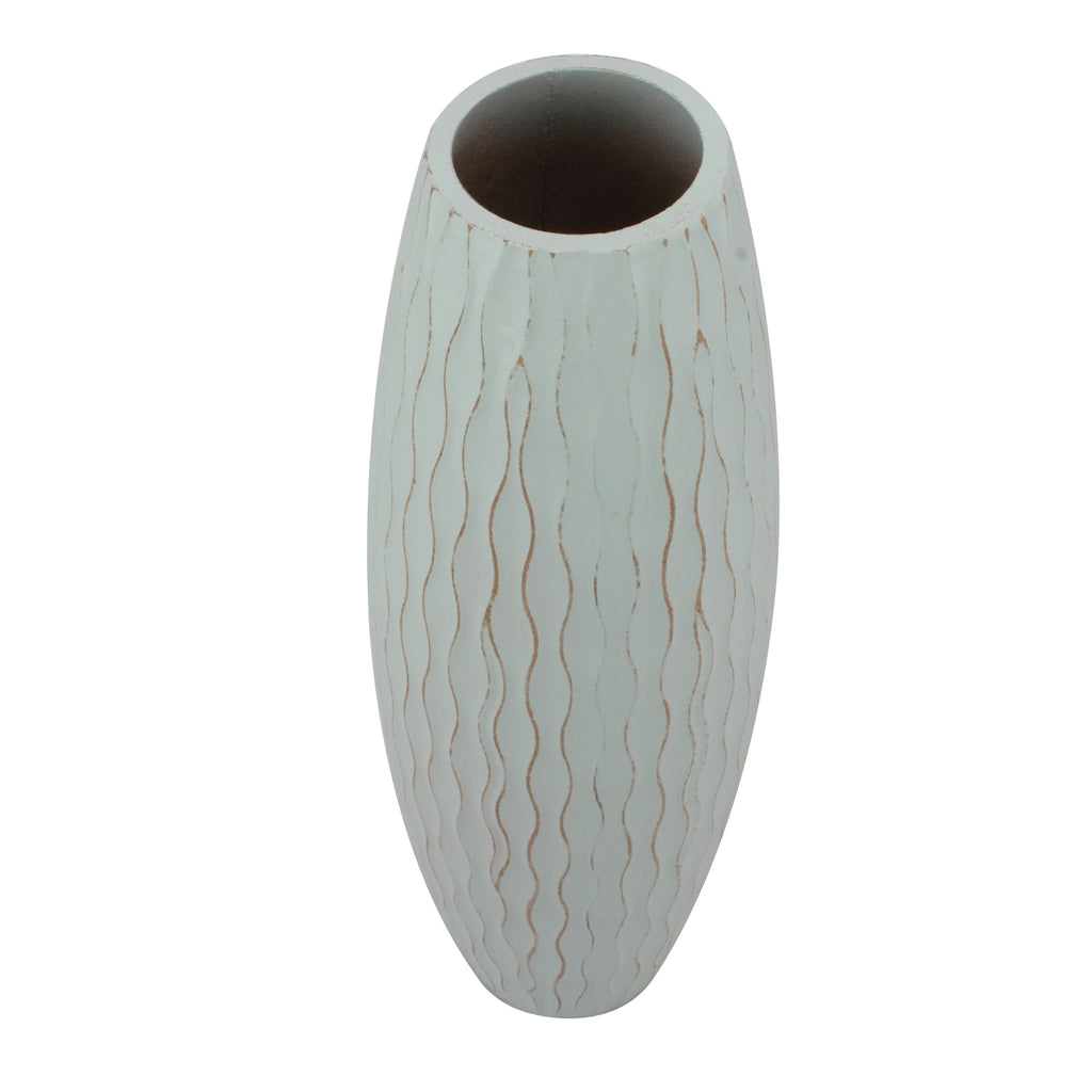 Weathered Pale Ocean Blue Wood Vase (Large)