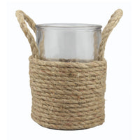 Rope Wrapped Glass Pillar Holder | Stonebriar Collection