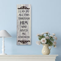 23" Worn White Phillipians 4:13 Wall Art