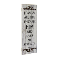 23" Worn White Phillipians 4:13 Wall Art