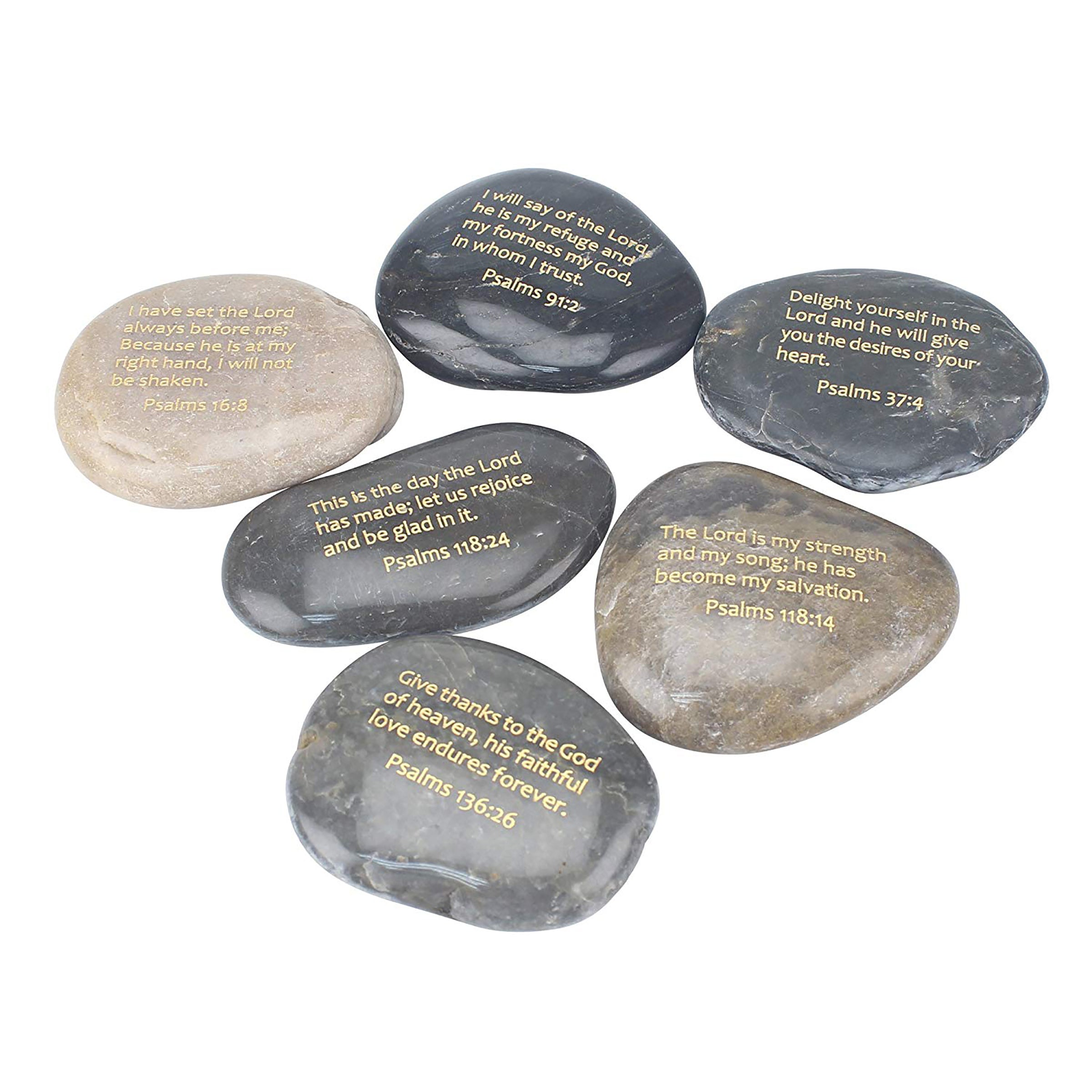 Inspirational Psalm Polished River Stones (Set of 6)