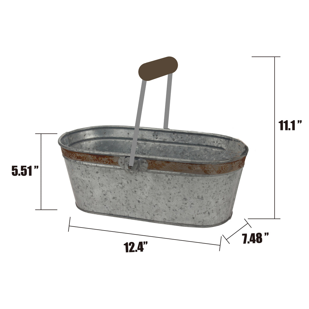 Medium Oval Metal Bucket with Metal Handles - CT2512 - D&W Silks