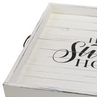 "Home Sweet Home" Rustic White Wood Serving Tray | Stonebriar Collection
