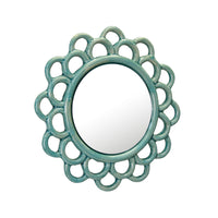 Round Turquoise Cutout Ceramic Mirror - 9 Inch