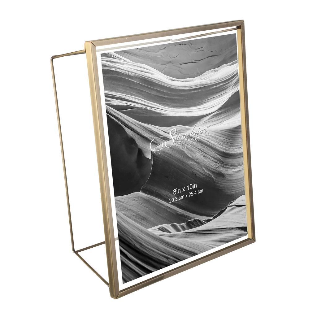 10x10 Adjustable Metal Stand and Glass Floating Single Photo Frame Black  - Storied Home