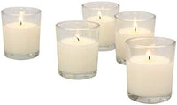 Stonebriar 48 Pack Unscented Long Burning Clear Glass Ivory Wax Filled Votive Candles (WS)