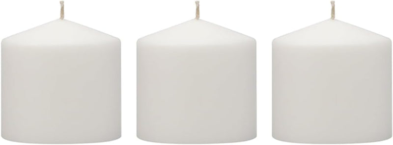 Stonebriar 3 Pack Tall 3 x 3 Inch 18 Hour Long Burning Unscented White Wax Pillar Candles (WS)