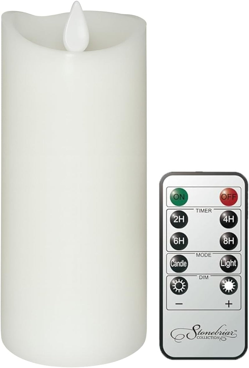Stonebriar 6 Count White Real Wax 3x8 Flameless LED Pillar Candles with Remote and Timer