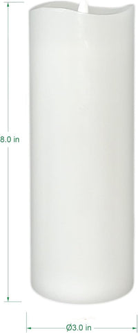 Stonebriar 3 Count White Real Wax 3x8 Flameless LED Pillar Candles with Remote and Timer (WS)