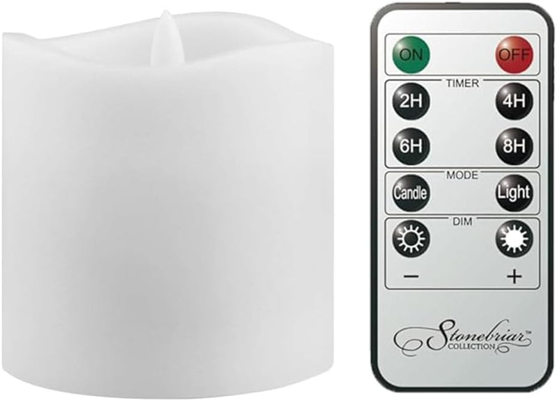 Stonebriar 3 Count White Real Wax 3x3 Flameless LED Pillar Candles with Remote and Timer