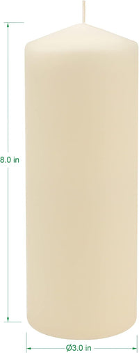 Stonebriar 80 Hour Long Burning Unscented Pillar Candles, 3x8, Ivory, 6 count